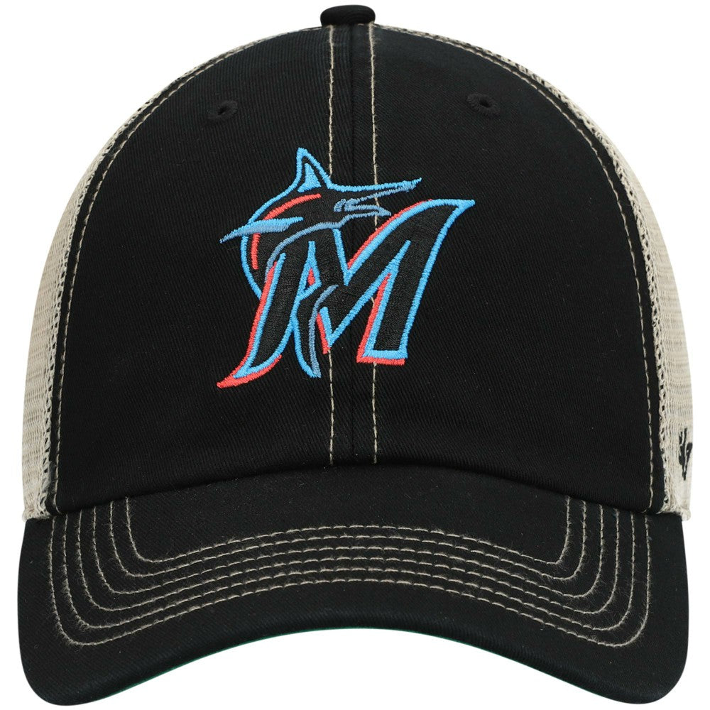 Miami Marlins Trawler Clean Up Trucker Snapback Hat Black