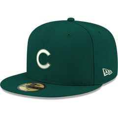 Chicago Cubs White Logo 59FIFTY Fitted Hat Green
