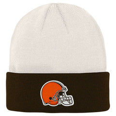 Cleveland Browns Youth Bone Cuffed Knit Hat - Cream/Brown cheap