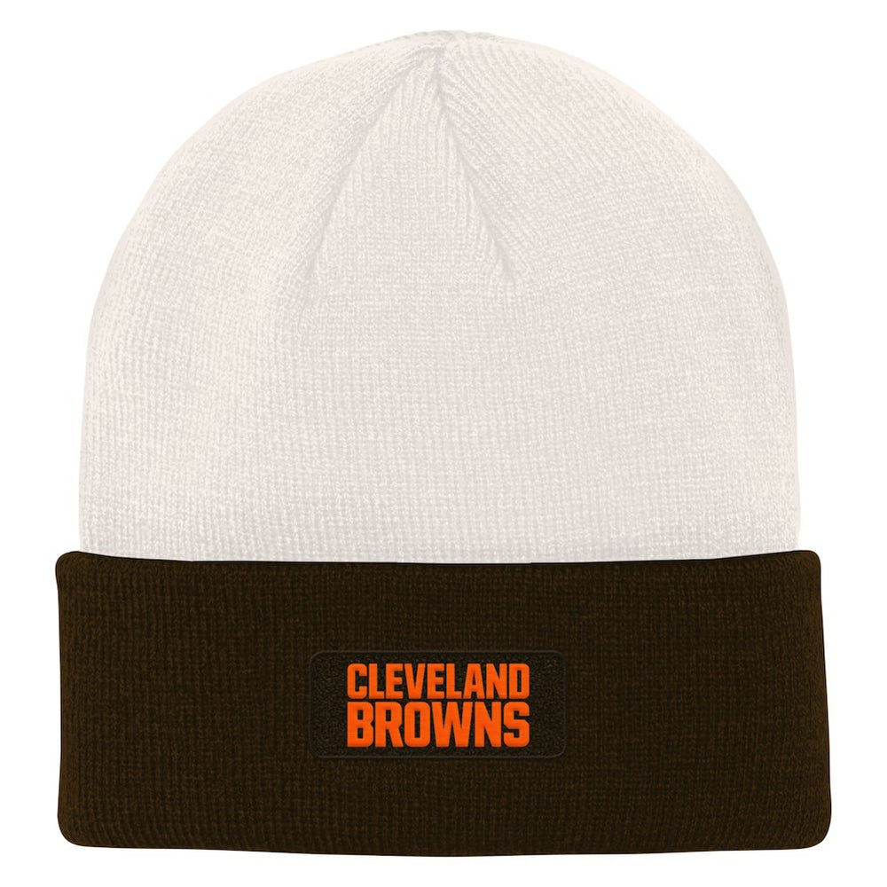 Cleveland Browns Youth Bone Cuffed Knit Hat - Cream/Brown cheap