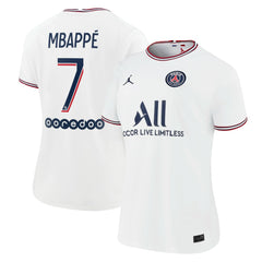 Kylian Mbappé Paris Saint-Germain Jordan Brand Women's 2021/22 Fourth Replica Jersey - White on sale