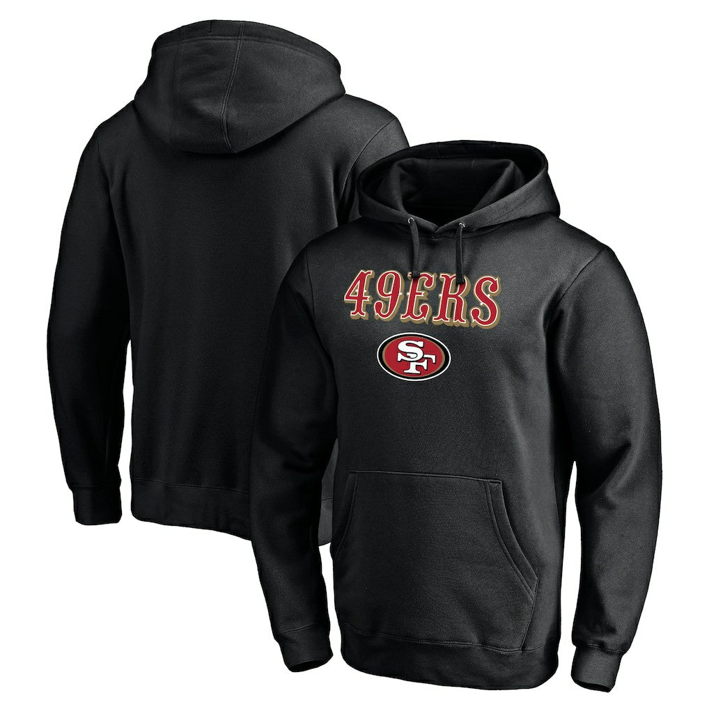 San Francisco 49ers Logo Team Lockup Fitted Pullover Hoodie - Black online