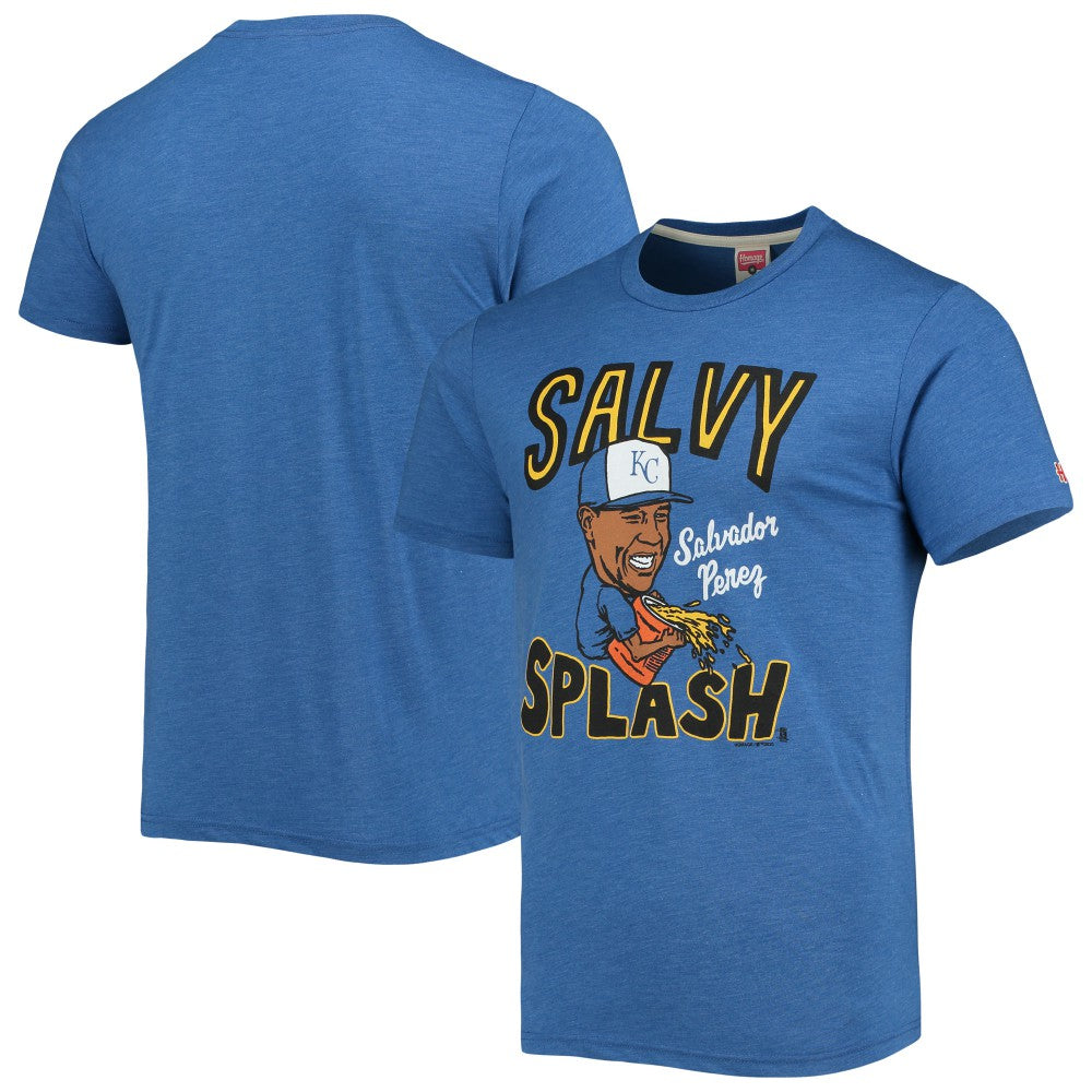 Salvador Perez Kansas City Royals Homage Caricature Tri-Blend T-Shirt Royal