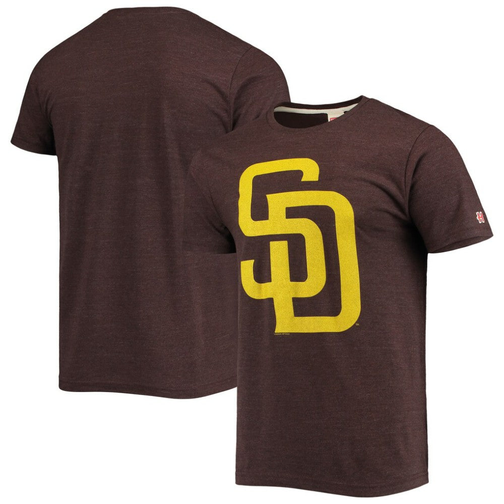 San Diego Padres Homage Hand Drawn Logo Tri-Blend T-Shirt Brown