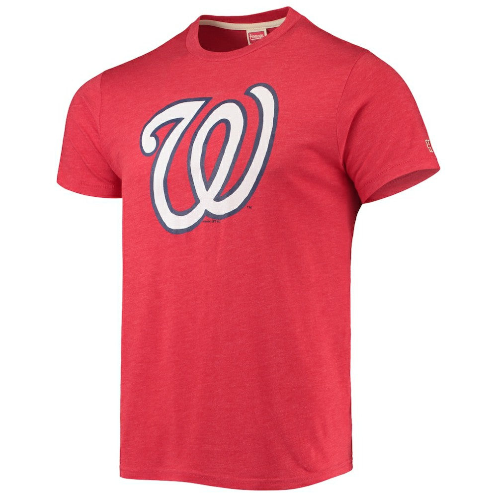 Washington Nationals Homage Hand Drawn Logo Tri-Blend T-Shirt Red