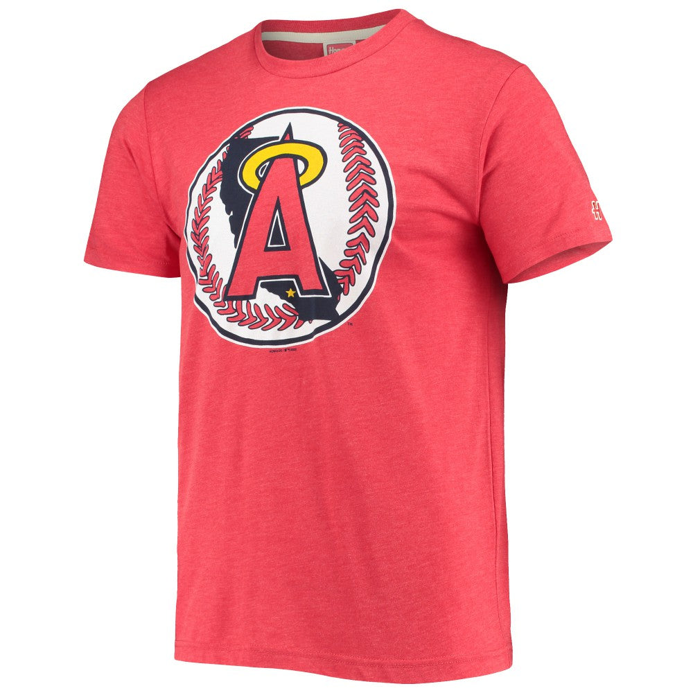 Los Angeles Angels Homage Hand-Drawn Logo Tri-Blend T-Shirt Red