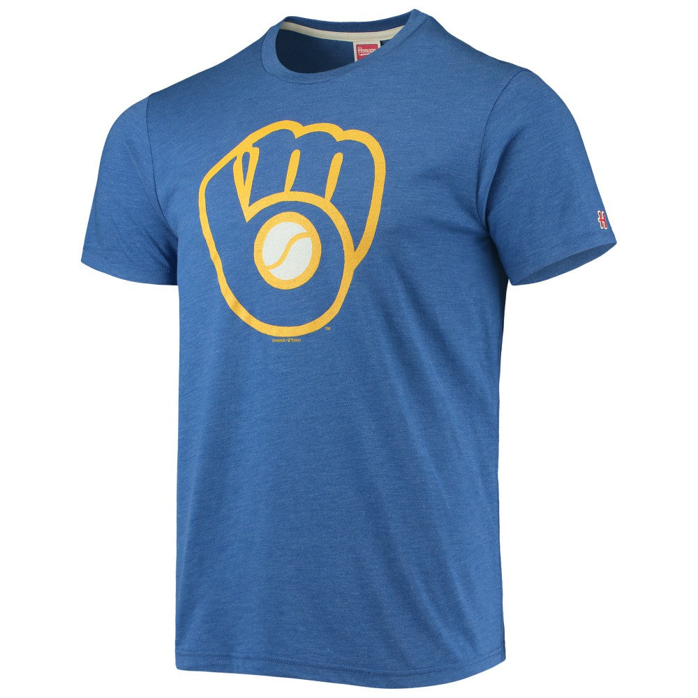 Milwaukee Brewers Homage Hand-Drawn Logo Tri-Blend T-Shirt Royal