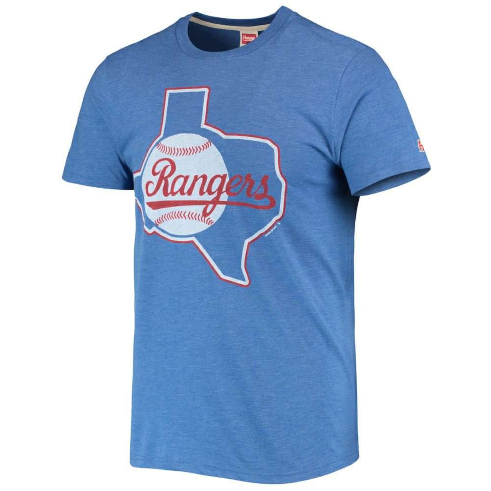 Texas Rangers Homage Hand-Drawn Logo Tri-Blend T-Shirt Royal