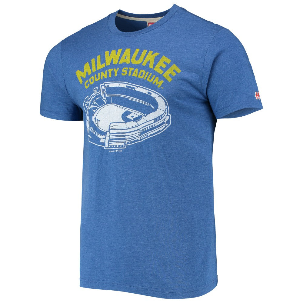Milwaukee Brewers Homage Milwaukee County Stadium Tri-Blend T-Shirt Royal