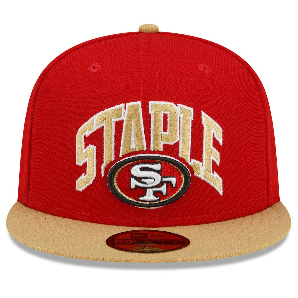 San Francisco 49ers New Era NFL x Staple Collection 59FIFTY Fitted Hat - Scarlet/Gold cheap