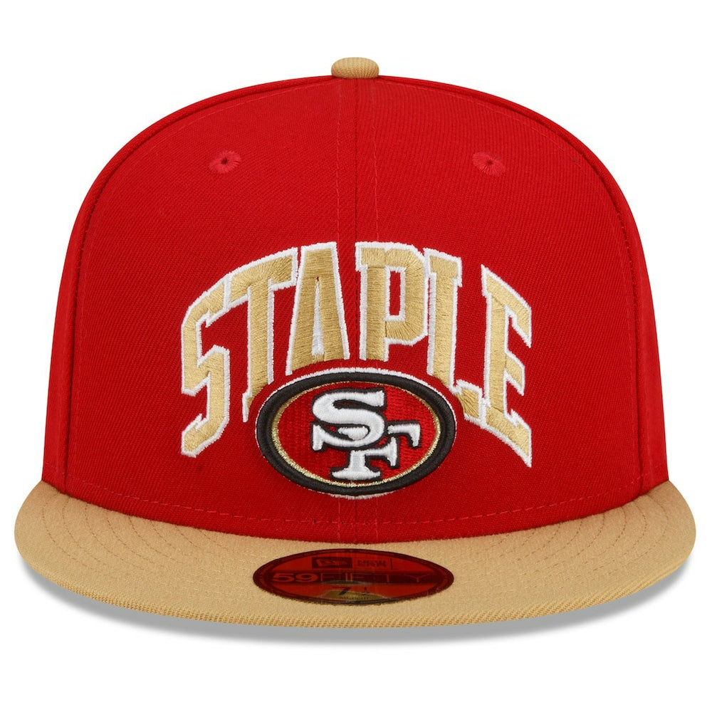 San Francisco 49ers New Era NFL x Staple Collection 59FIFTY Fitted Hat - Scarlet/Gold cheap