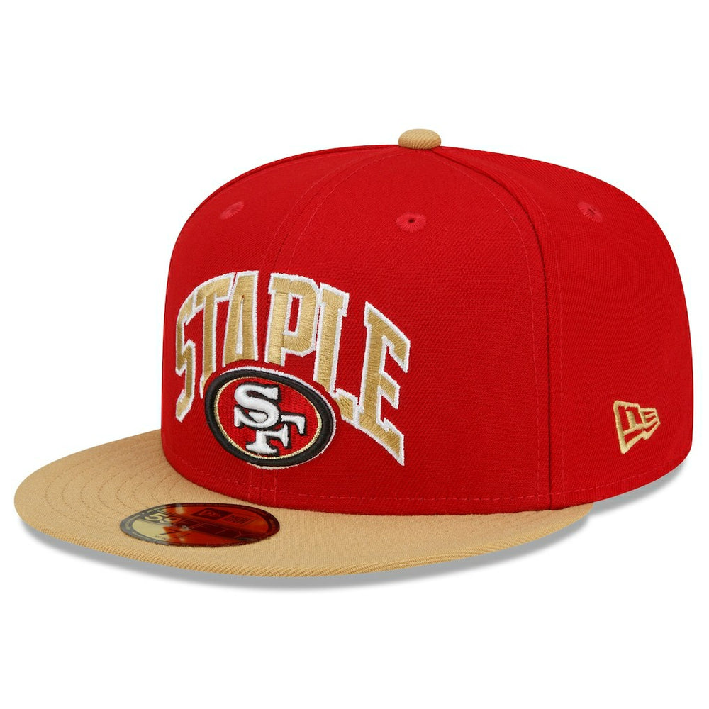 San Francisco 49ers New Era NFL x Staple Collection 59FIFTY Fitted Hat - Scarlet/Gold cheap