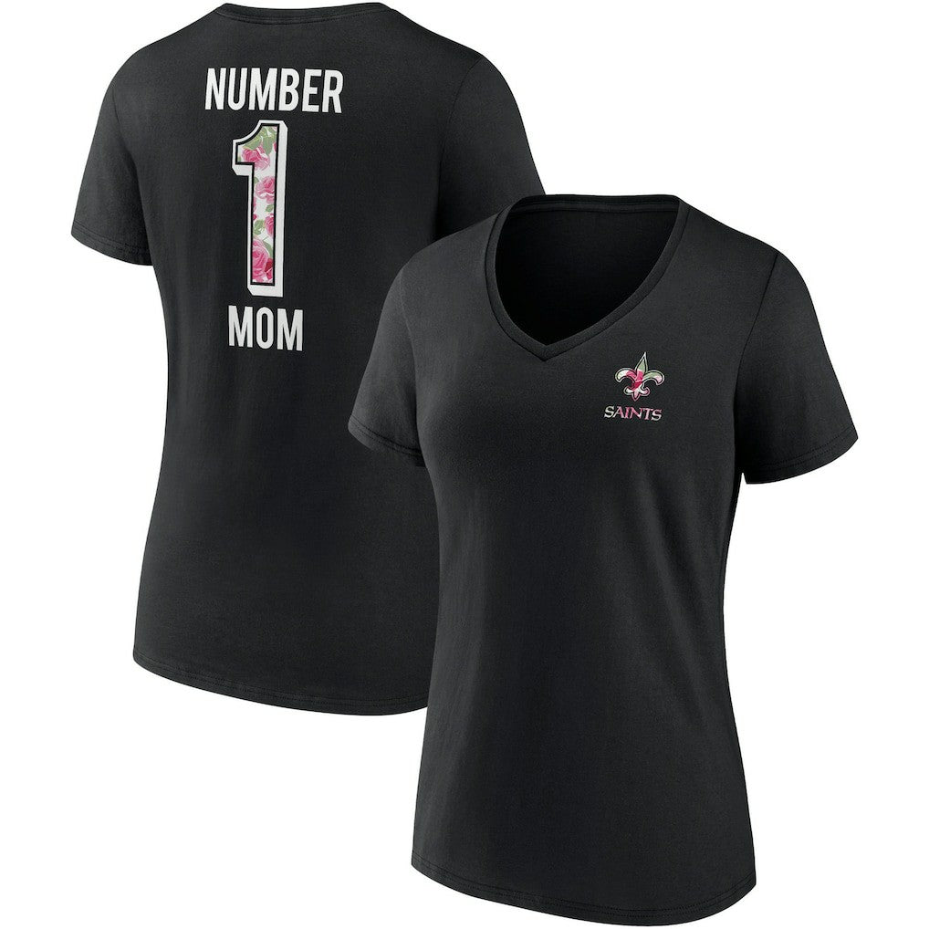 New Orleans Saints Women's Team Mother's Day V-Neck T-Shirt - Black cheap