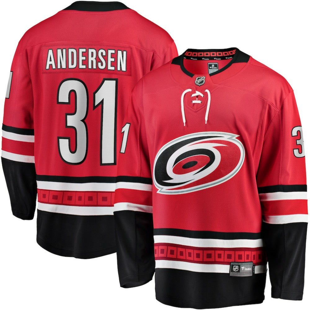 Frederik Andersen Carolina Hurricanes Fanatics Alternate Breakaway Player Jersey - Red Jerseys