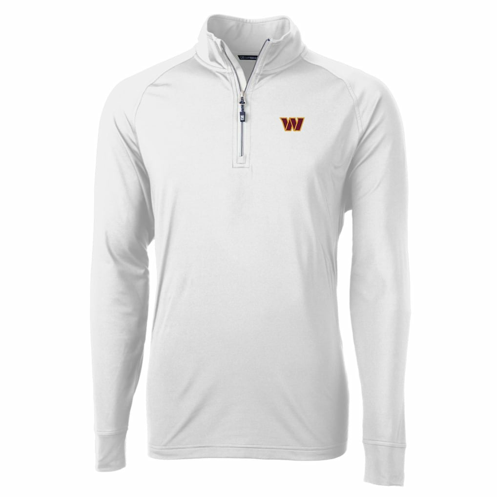Washington Commanders Cutter & Buck Adapt Eco Stretch Quarter-Zip Pullover Jacket - White on sale