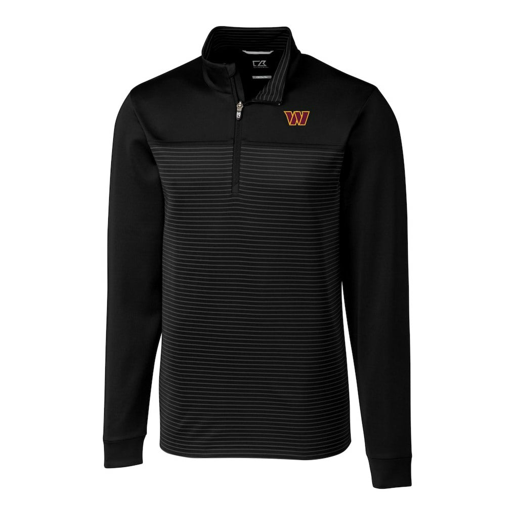 Washington Commanders Cutter & Buck Traverse DryTec Stripe Stretch Quarter-Zip Jacket - Black for sale