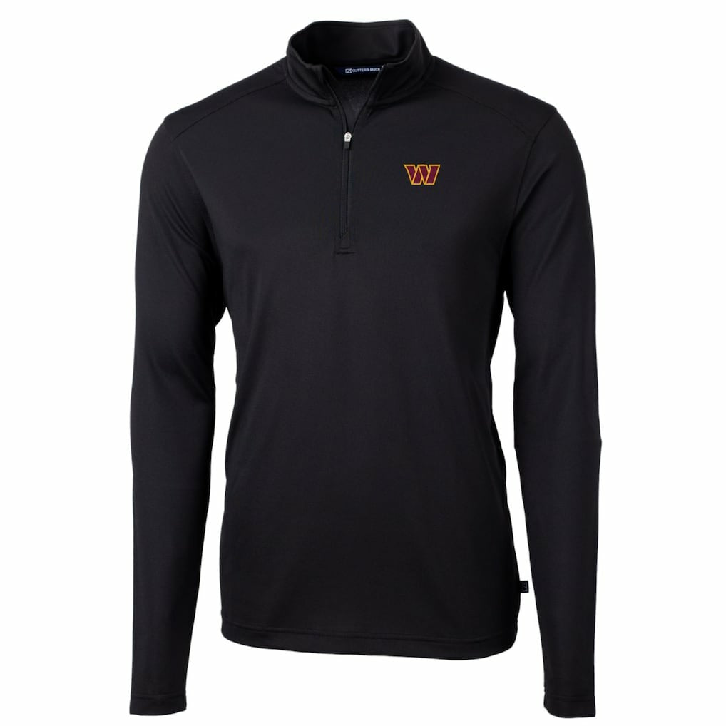 Washington Commanders Cutter & Buck Big & Tall Virtue Eco Pique Quarter-Zip Pullover Jacket - Black outlet