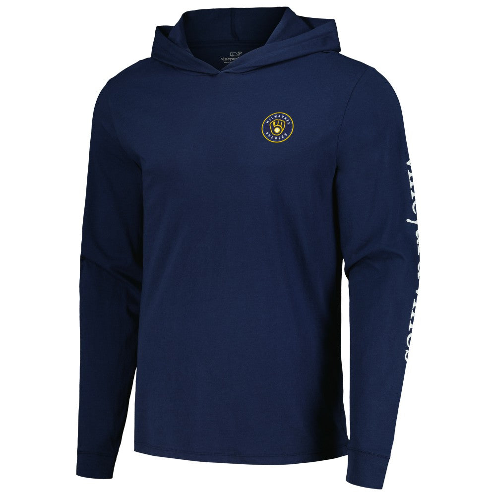 Milwaukee Brewers Vineyard Vines Long Sleeve Hoodie T-Shirt Navy