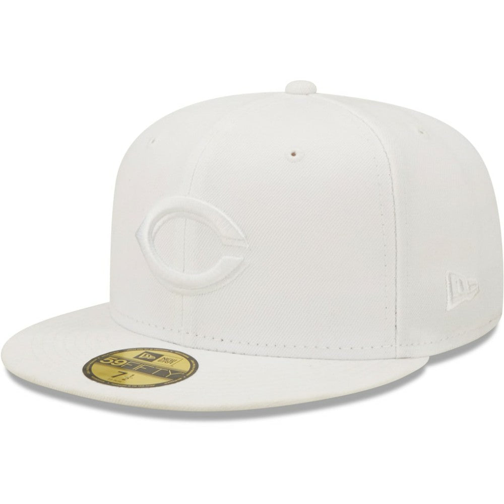 Cincinnati Reds White on White 59FIFTY Fitted Hat