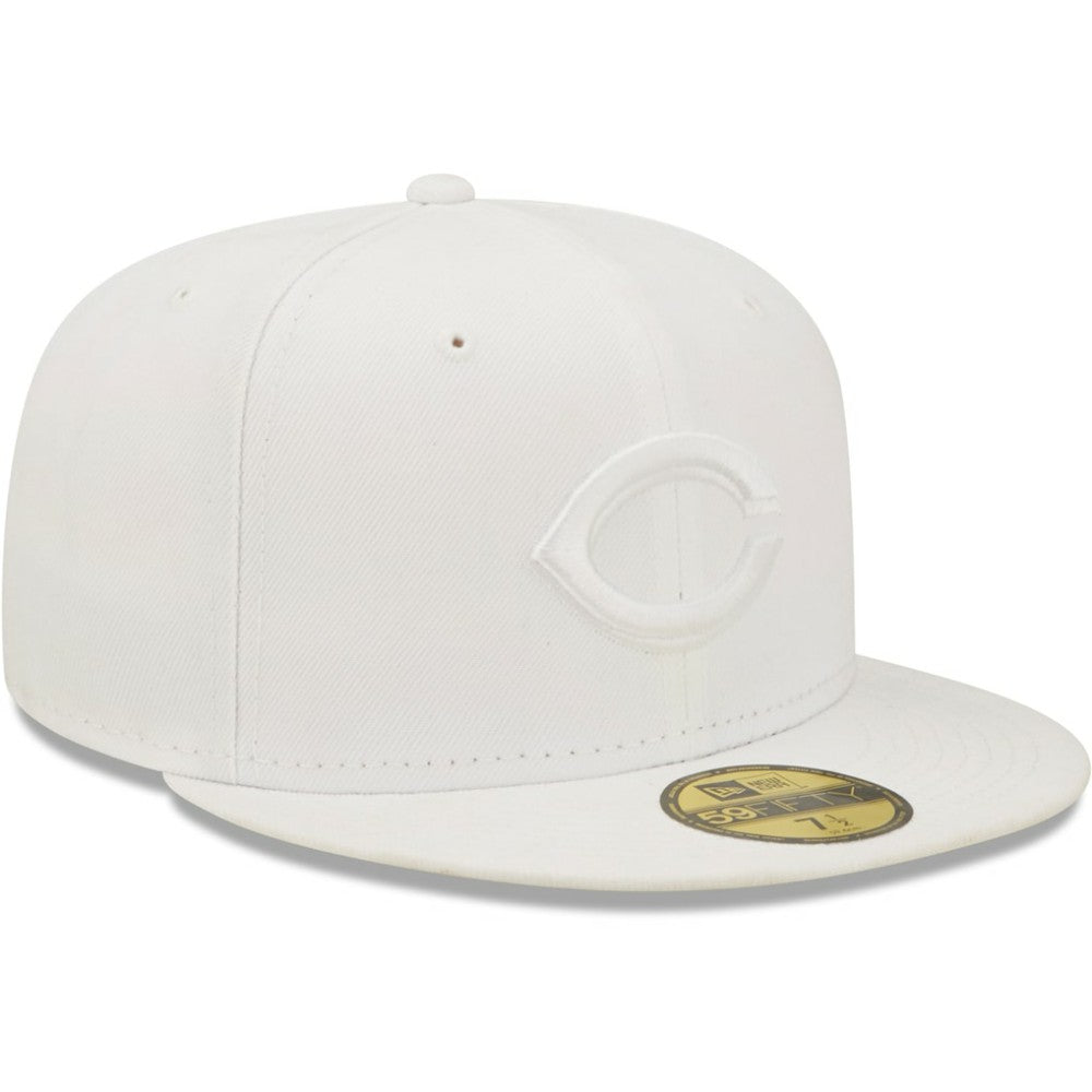 Cincinnati Reds White on White 59FIFTY Fitted Hat