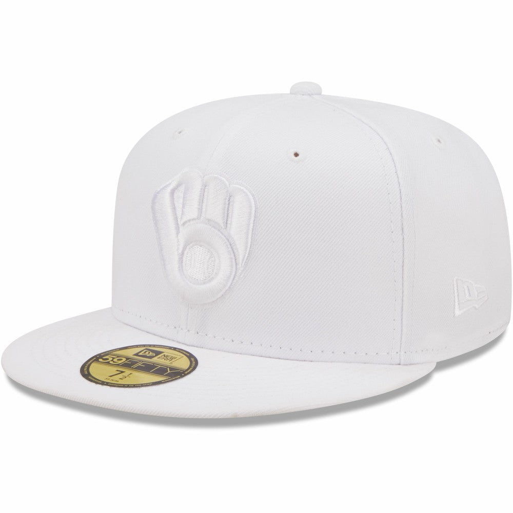 Milwaukee Brewers White on White 59FIFTY Fitted Hat