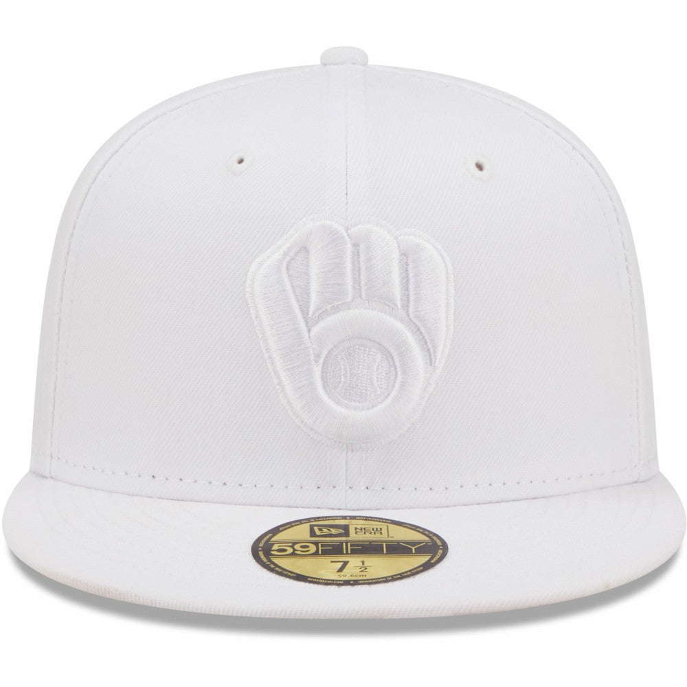 Milwaukee Brewers White on White 59FIFTY Fitted Hat