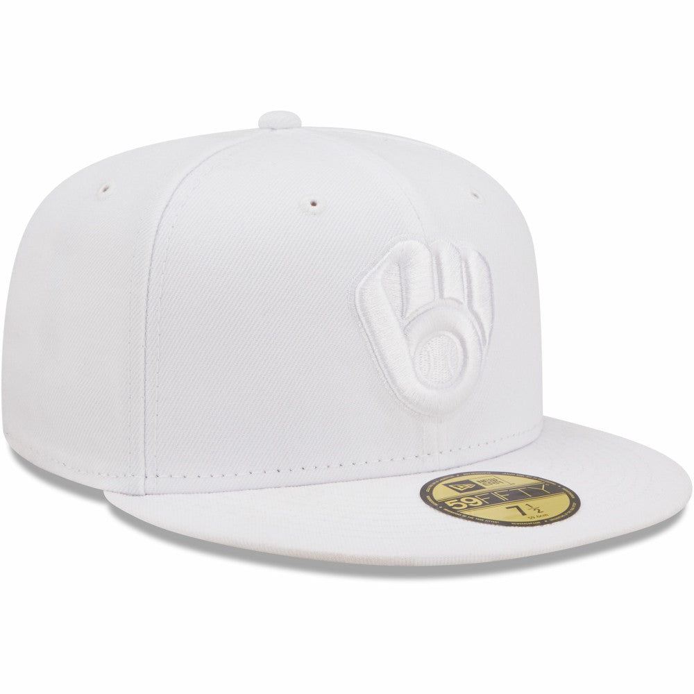 Milwaukee Brewers White on White 59FIFTY Fitted Hat