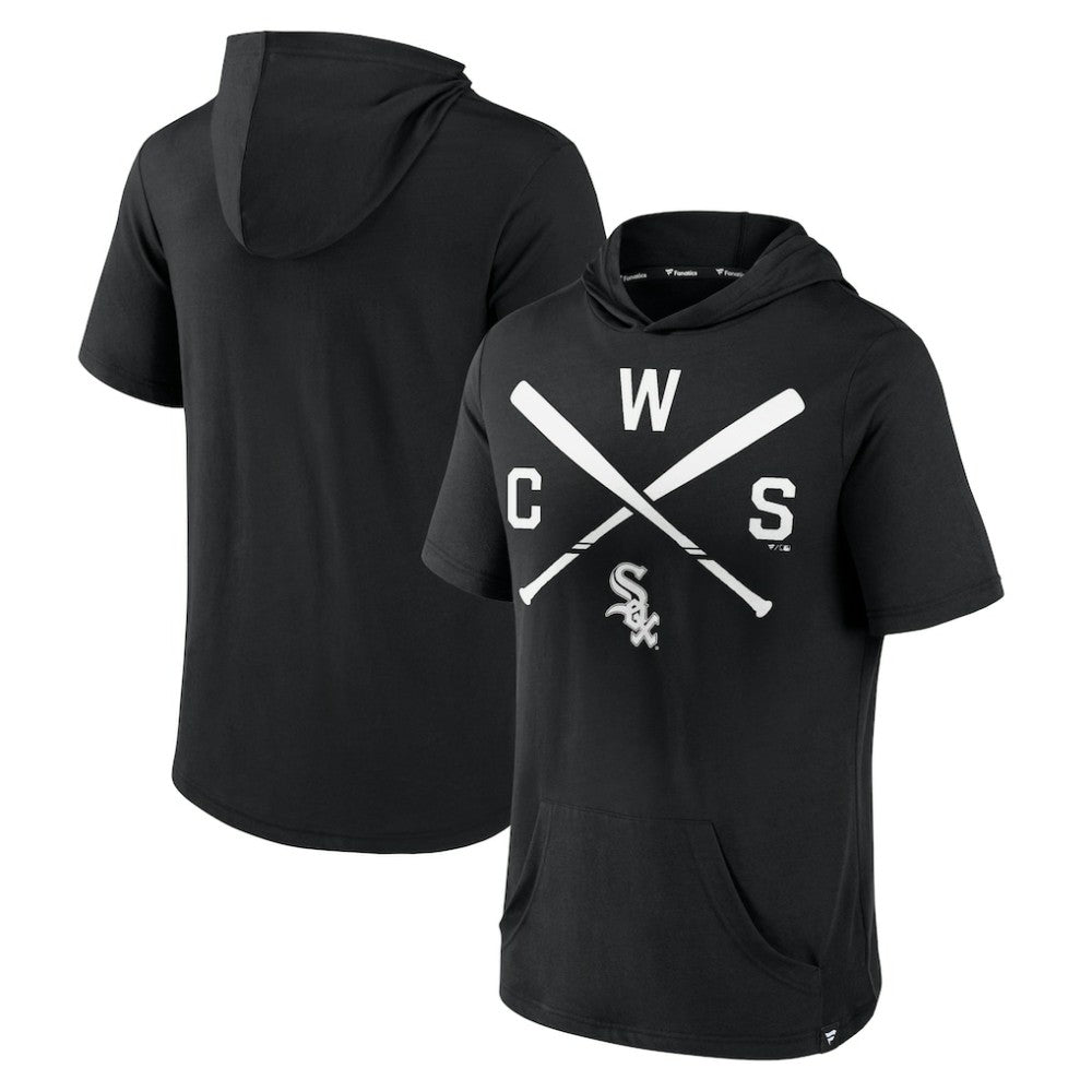 Chicago White Sox Iconic Rebel Short Sleeve Hooded Top Black