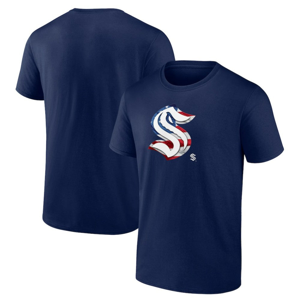 Seattle Kraken Banner Wave T-Shirt - Deep Sea Blue T-shirts