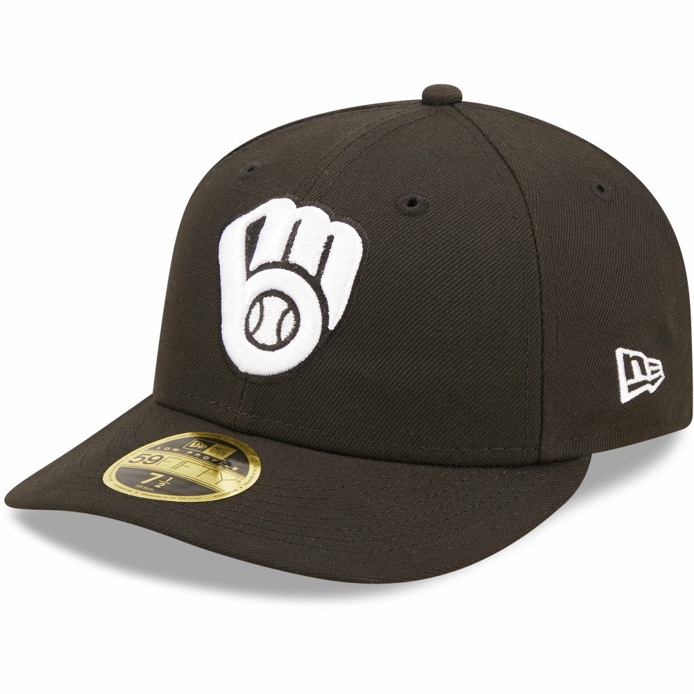 Milwaukee Brewers Black & White Low Profile 59FIFTY Fitted Hat