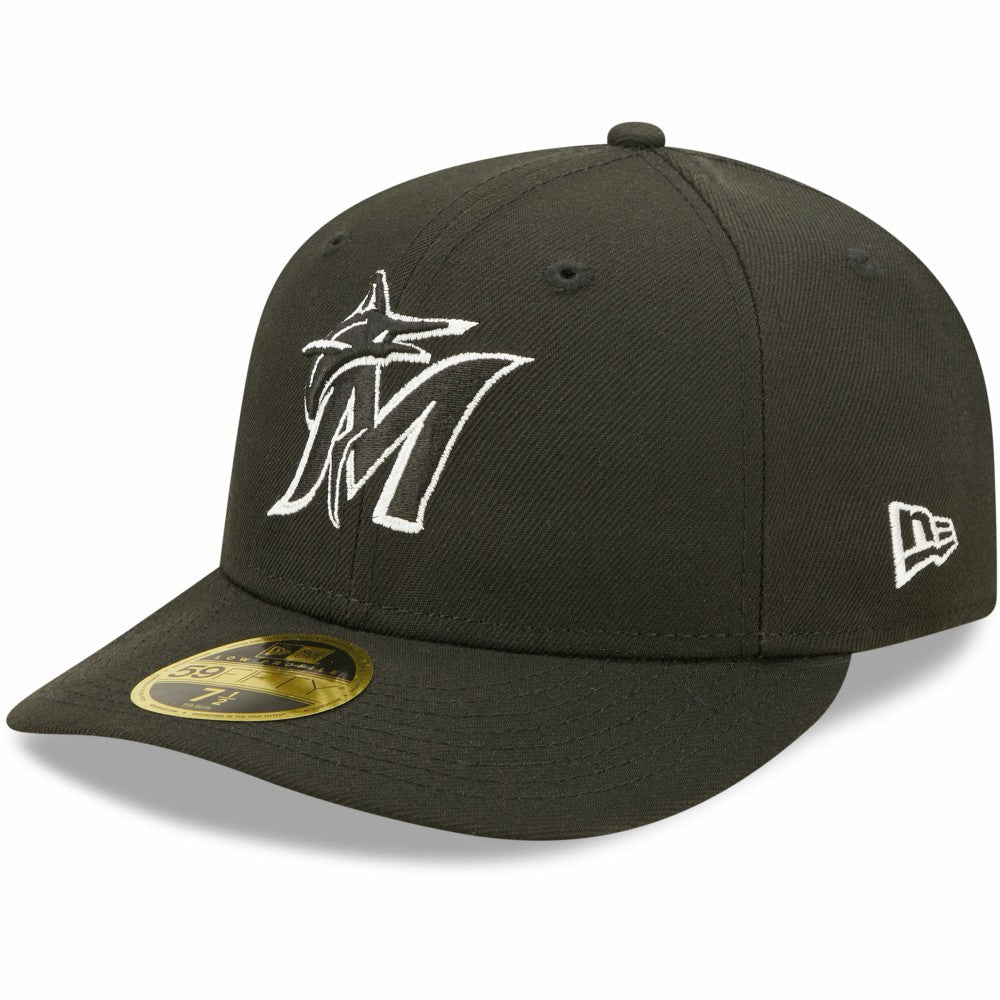 Miami Marlins Black & White Low Profile 59FIFTY Fitted Hat
