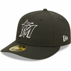 Miami Marlins Black & White Low Profile 59FIFTY Fitted Hat
