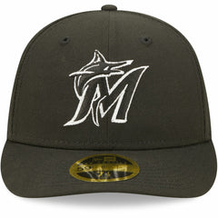 Miami Marlins Black & White Low Profile 59FIFTY Fitted Hat
