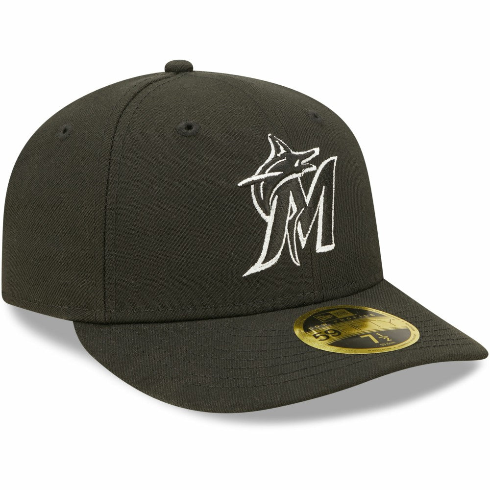 Miami Marlins Black & White Low Profile 59FIFTY Fitted Hat