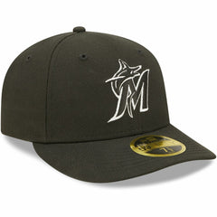 Miami Marlins Black & White Low Profile 59FIFTY Fitted Hat