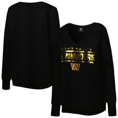 Washington Commanders Cuce Women's Sequin Logo V-Neck Pullover Sweatshirt - Black sale