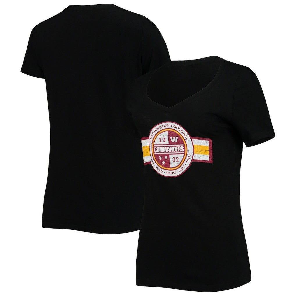 Washington Commanders New Era Women's V-Neck T-Shirt - Black discount