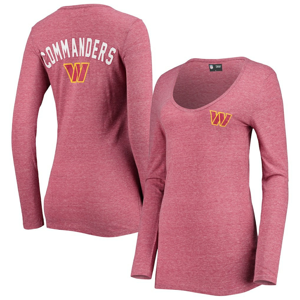 Washington Commanders New Era Women's Scoop Neck Tri-Blend Long Sleeve T-Shirt - Burgundy outlet