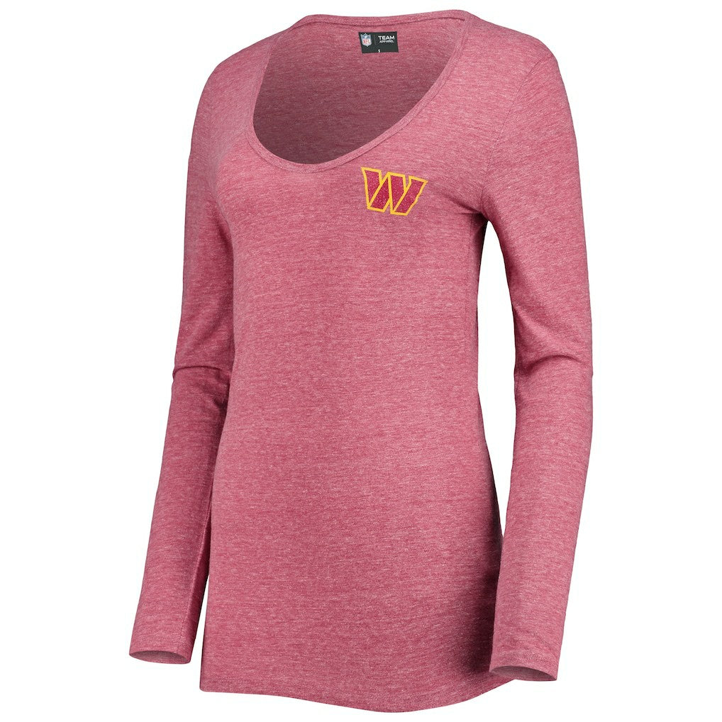 Washington Commanders New Era Women's Scoop Neck Tri-Blend Long Sleeve T-Shirt - Burgundy outlet