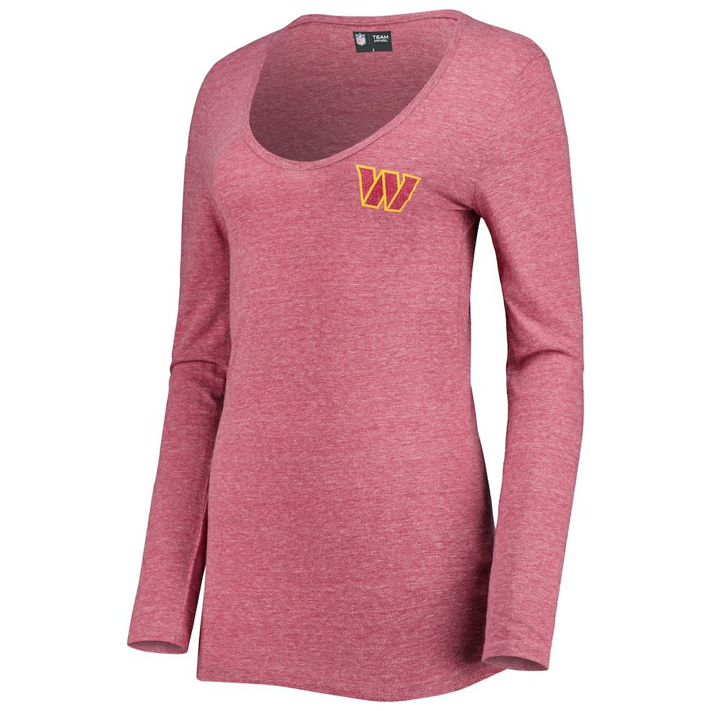 Washington Commanders New Era Women's Scoop Neck Tri-Blend Long Sleeve T-Shirt - Burgundy outlet