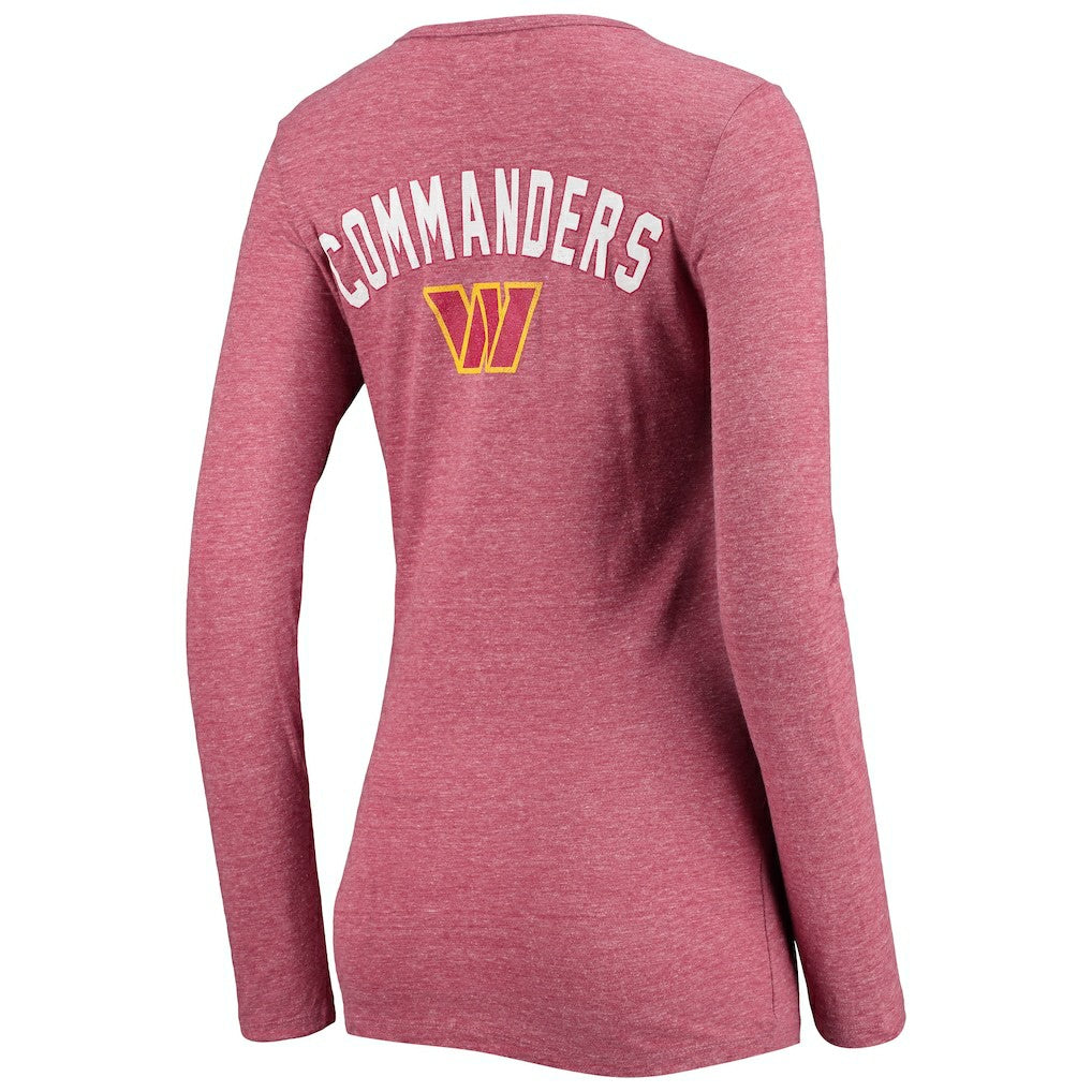 Washington Commanders New Era Women's Scoop Neck Tri-Blend Long Sleeve T-Shirt - Burgundy outlet