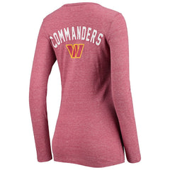 Washington Commanders New Era Women's Scoop Neck Tri-Blend Long Sleeve T-Shirt - Burgundy outlet