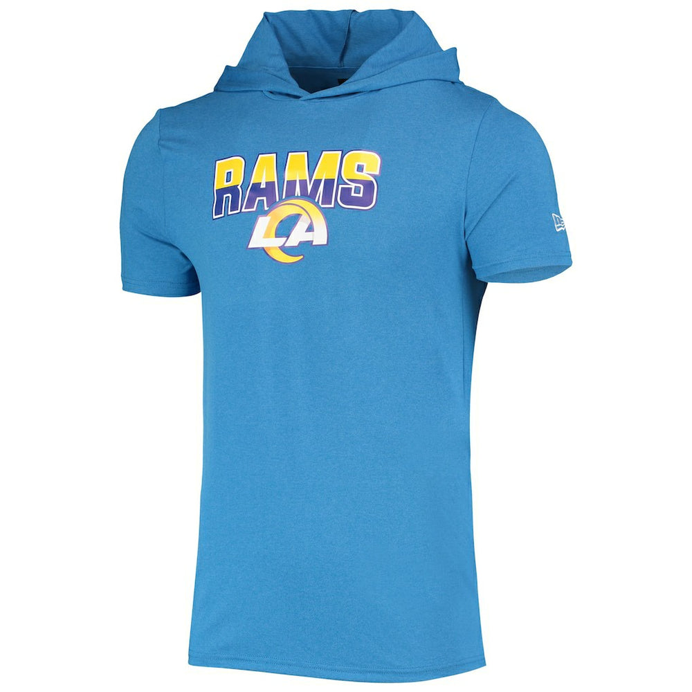 Los Angeles Rams New Era Team Brushed Hoodie T-Shirt - Heathered Blue on sale