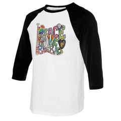 Pittsburgh Pirates Tiny Turnip Women's Peace Love Baseball 3/4-Sleeve Raglan T-Shirt White/Black
