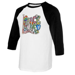 Texas Rangers Tiny Turnip Women's Peace Love Baseball 3/4-Sleeve Raglan T-Shirt White/Black