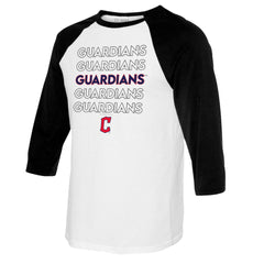 Cleveland Guardians Tiny Turnip Women's Stacked 3/4-Sleeve Raglan T-Shirt White/Black