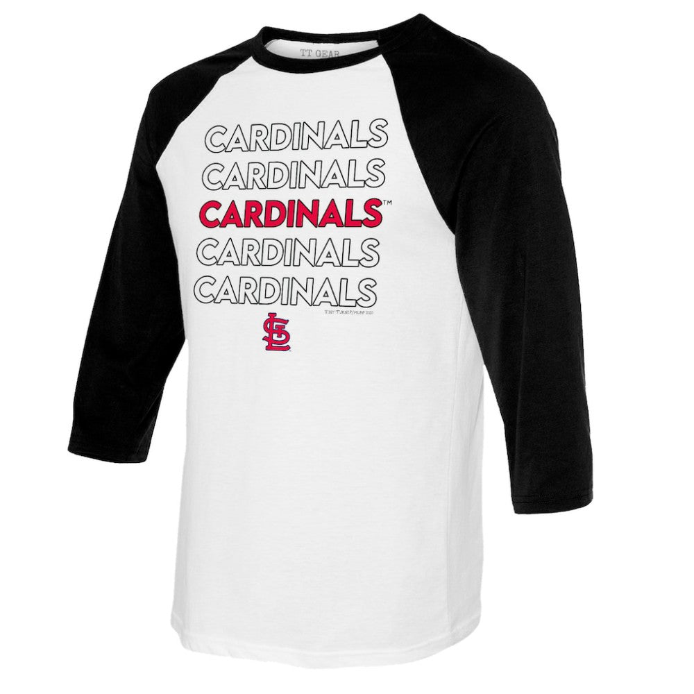 St. Louis Cardinals Tiny Turnip Women's Stacked 3/4-Sleeve Raglan T-Shirt White/Black