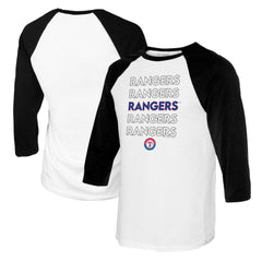 Texas Rangers Tiny Turnip Women's Stacked 3/4-Sleeve Raglan T-Shirt White/Black