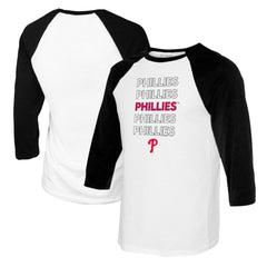 Philadelphia Phillies Tiny Turnip Youth Stacked Raglan 3/4 Sleeve T-Shirt White/Black