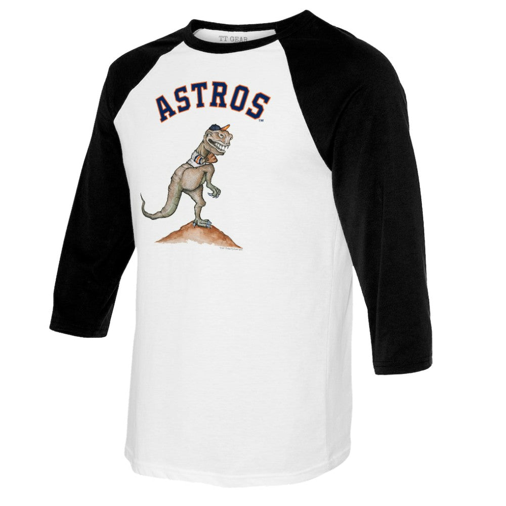 Houston Astros Tiny Turnip Women's TT Rex 3/4-Sleeve Raglan T-Shirt White/Black